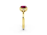 Yellow gold Cushion Cut Garnet Halo Ring with Tapered Band and Four-Prong Setting_2