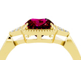 Yellow gold Cushion Cut Garnet Halo Ring with Tapered Band and Four-Prong Setting_4