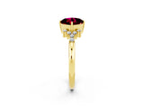 Yellow gold Cushion Cut Garnet Ring with Side Stones and Four-Prong Setting_38