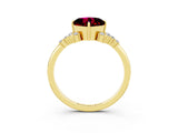 Yellow gold Cushion Cut Garnet Ring with Side Stones and Four-Prong Setting_39