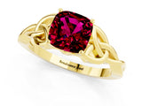 Yellow gold Cushion Cut Garnet Solitaire Celtic Knot Ring with Four-Prong Setting_13