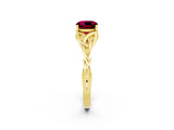 Yellow gold Cushion Cut Garnet Solitaire Celtic Knot Ring with Four-Prong Setting_14