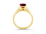 Yellow gold Cushion Cut Garnet Solitaire Engagement Ring with Cathedral Setting and Four-Prong Mount_27