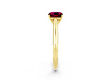 Yellow gold Cushion Cut Garnet Solitaire Engagement Ring with Cathedral Setting and Four-Prong Mount_68