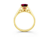 Yellow gold Cushion Cut Garnet Solitaire Engagement Ring with Cathedral Setting and Four-Prong Mount_69