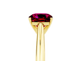 Yellow gold Cushion Cut Garnet Solitaire Engagement Ring with Cathedral Setting and Four-Prong Mount_71