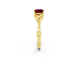 Yellow gold Cushion Cut Garnet Solitaire Engagement Ring with Celtic Knot Band and Four-Prong Setting_2