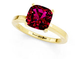 Yellow gold Cushion Cut Garnet Solitaire Engagement Ring with Classic Band and Four-Prong Setting_25