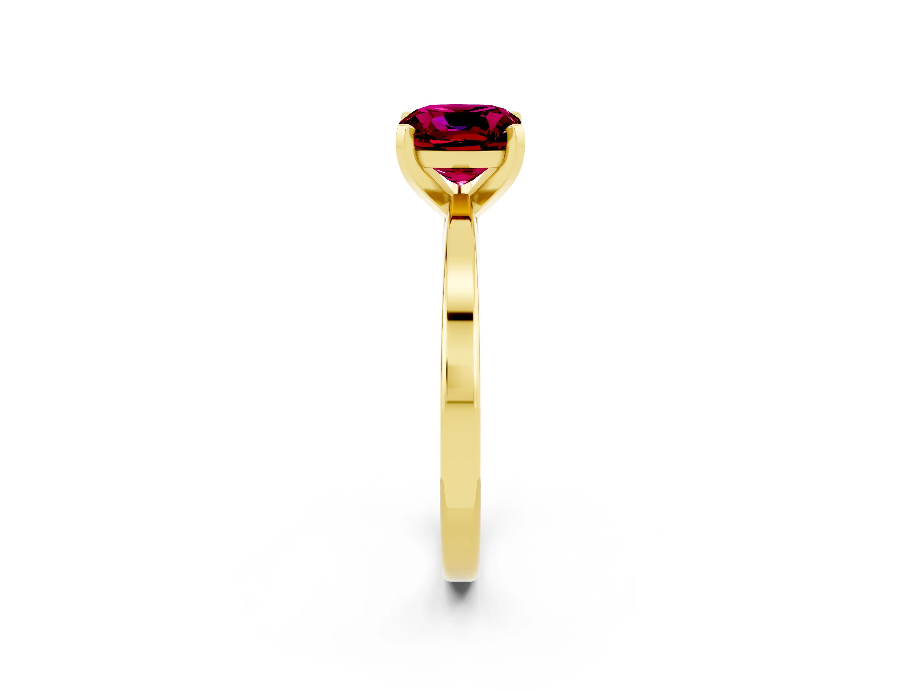 Yellow gold Cushion Cut Garnet Solitaire Engagement Ring with Classic Band and Four-Prong Setting_26