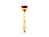 Yellow gold Cushion Cut Garnet Solitaire Engagement Ring with Classic Band and Four-Prong Setting_26