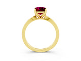 Yellow gold Cushion Cut Garnet Solitaire Engagement Ring with Classic Band and Four-Prong Setting_27