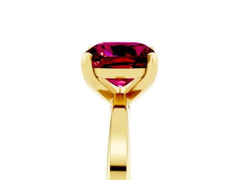 Yellow gold Cushion Cut Garnet Solitaire Engagement Ring with Classic Band and Four-Prong Setting_29