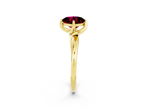 Yellow gold Cushion Cut Garnet Solitaire Engagement Ring with Four-Prong Setting and Classic Band_14