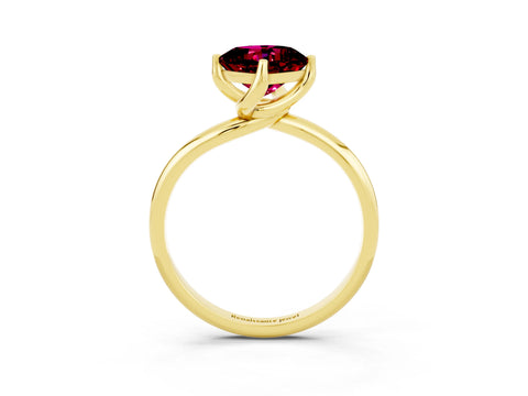 Yellow gold Cushion Cut Garnet Solitaire Engagement Ring with Four-Prong Setting and Classic Band_15