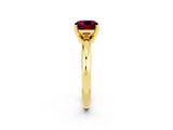 Yellow gold Cushion Cut Garnet Solitaire Engagement Ring with Round Band and Four-Prong Setting_2
