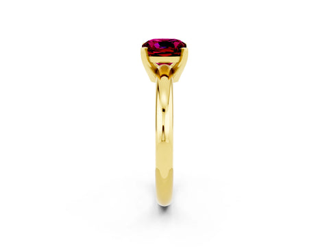 Yellow gold Cushion Cut Garnet Solitaire Engagement Ring with Round Band and Four-Prong Setting_2
