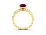 Yellow gold Cushion Cut Garnet Solitaire Engagement Ring with Round Band and Four-Prong Setting_3
