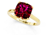 Yellow gold Cushion Cut Garnet Solitaire Ring with Flower Prong Setting and Classic Band_13