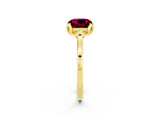 Yellow gold Cushion Cut Garnet Solitaire Ring with Flower Prong Setting and Classic Band_14