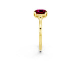 Yellow gold Cushion Cut Garnet Solitaire Ring with Flower Prong Setting and Classic Band_38