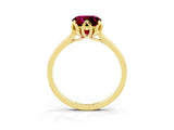 Yellow gold Cushion Cut Garnet Solitaire Ring with Flower Prong Setting and Classic Band_39