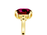 Yellow gold Cushion Cut Garnet Solitaire Ring with Flower Prong Setting and Classic Band_41