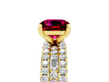Yellow gold Cushion Cut Garnet Solitaire Ring with Pavé and Channel Set Band_5