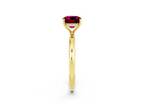 Yellow gold Cushion Cut Garnet Solitaire Ring with Thin Band and Four-Prong Setting_2