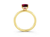 Yellow gold Cushion Cut Garnet Solitaire Ring with Thin Band and Four-Prong Setting_3