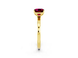 Yellow gold Cushion Cut Garnet Solitaire Ring with Thin Band and Prong Setting_14