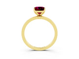 Yellow gold Cushion Cut Garnet Solitaire Ring with Thin Band and Prong Setting_15