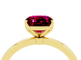 Yellow gold Cushion Cut Garnet Solitaire Ring with Thin Band and Prong Setting_16