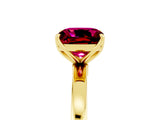 Yellow gold Cushion Cut Garnet Solitaire Ring with Thin Band and Prong Setting_17