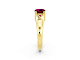 Yellow gold Cushion Cut Garnet Solitaire Ring with Wide Band and Prong Setting_2