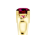 Yellow gold Cushion Cut Garnet Solitaire Ring with Wide Band and Prong Setting_5
