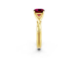 Yellow gold Cushion Cut Garnet Solitaire Twist Band Prong Setting Ring_61