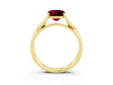 Yellow gold Cushion Cut Garnet Solitaire Twist Band Prong Setting Ring_62