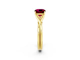 Yellow gold Cushion Cut Garnet Solitaire Twist Band Prong Setting Ring_73