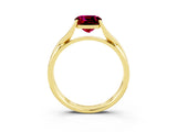Yellow gold Cushion Cut Garnet Solitaire Twist Band Prong Setting Ring_74