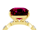 Yellow gold Cushion Cut Garnet Solitaire Twisted Band with Round  Accents and Prong Setting_16