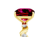 Yellow gold Cushion Cut Garnet Solitaire Twisted Band with Round  Accents and Prong Setting_17