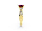 Yellow gold Cushion Cut Garnet Three-Stone Ring with Pavé Split Shank and Four-Prong Setting_14