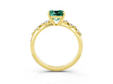 Yellow gold Cushion Cut Green Sapphire Cluster Side Stone Solitaire Ring with Prong Setting_27
