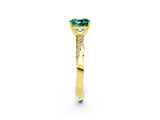Yellow gold Cushion Cut Green Sapphire Engagement Ring with Side Stone Accents and Four-Prong Setting_26