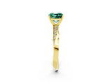 Yellow gold Cushion Cut Green Sapphire Engagement Ring with Side Stone Accents and Four-Prong Setting_29