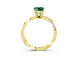 Yellow gold Cushion Cut Green Sapphire Engagement Ring with Side Stone Accents and Four-Prong Setting_30