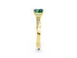 Yellow gold Cushion Cut Green Sapphire Engagement Ring with Side Stone Accents and Four-Prong Setting_86