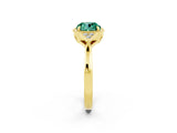 Yellow gold Cushion Cut Green Sapphire Halo Ring with Tapered Band and Four-Prong Setting_2