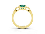 Yellow gold Cushion Cut Green Sapphire Halo Ring with Tapered Band and Four-Prong Setting_3