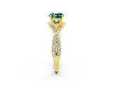 Yellow gold Cushion Cut Green Sapphire  Halo Twist Band Solitaire Prong Setting Ring_26